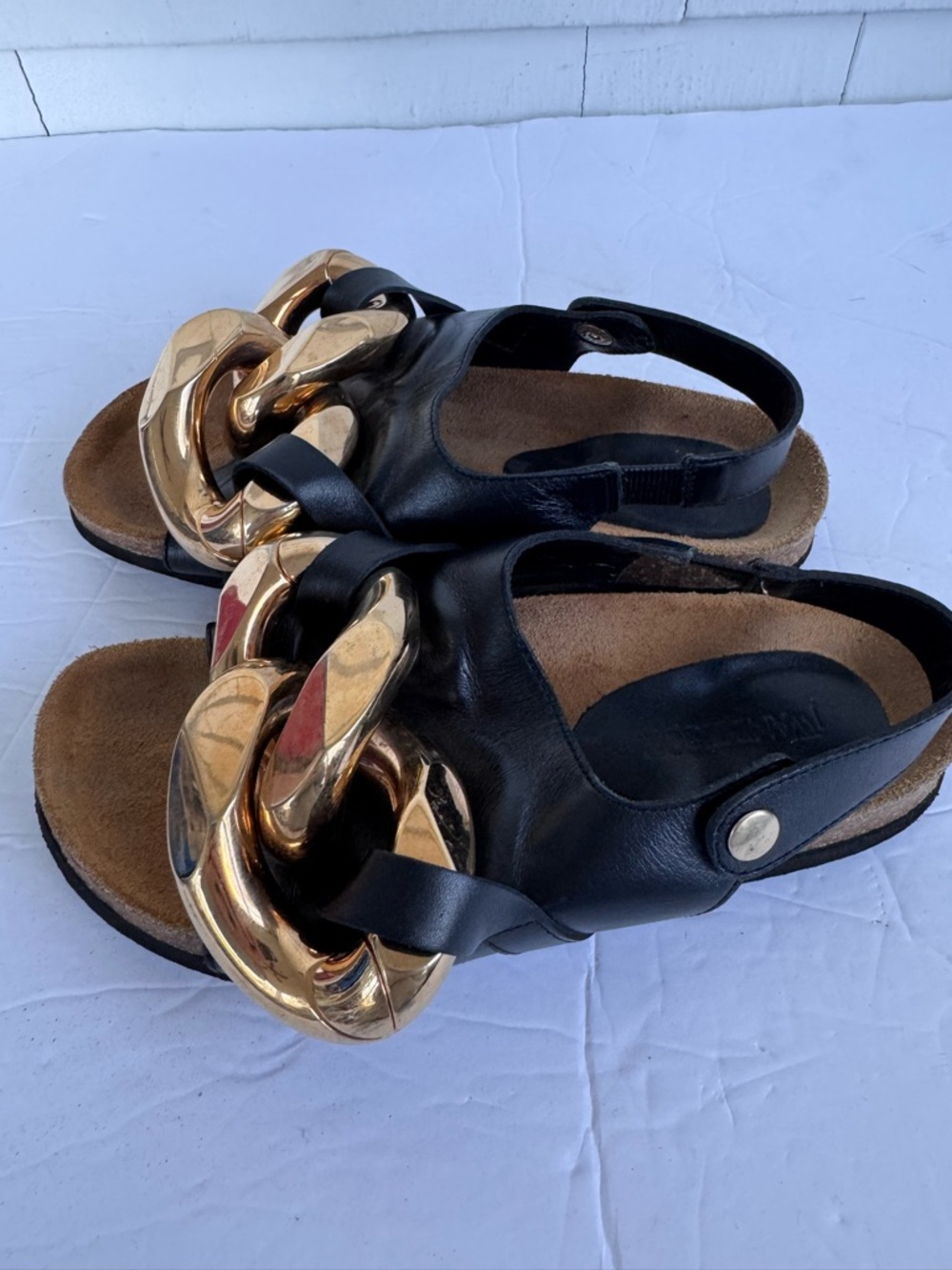 JW ANDERSON Gold Chain Link Slingback Sandal Black size EU36